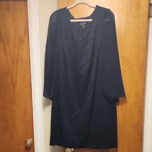 Connected Apparel Elegant Navy Long Sleeve Dress